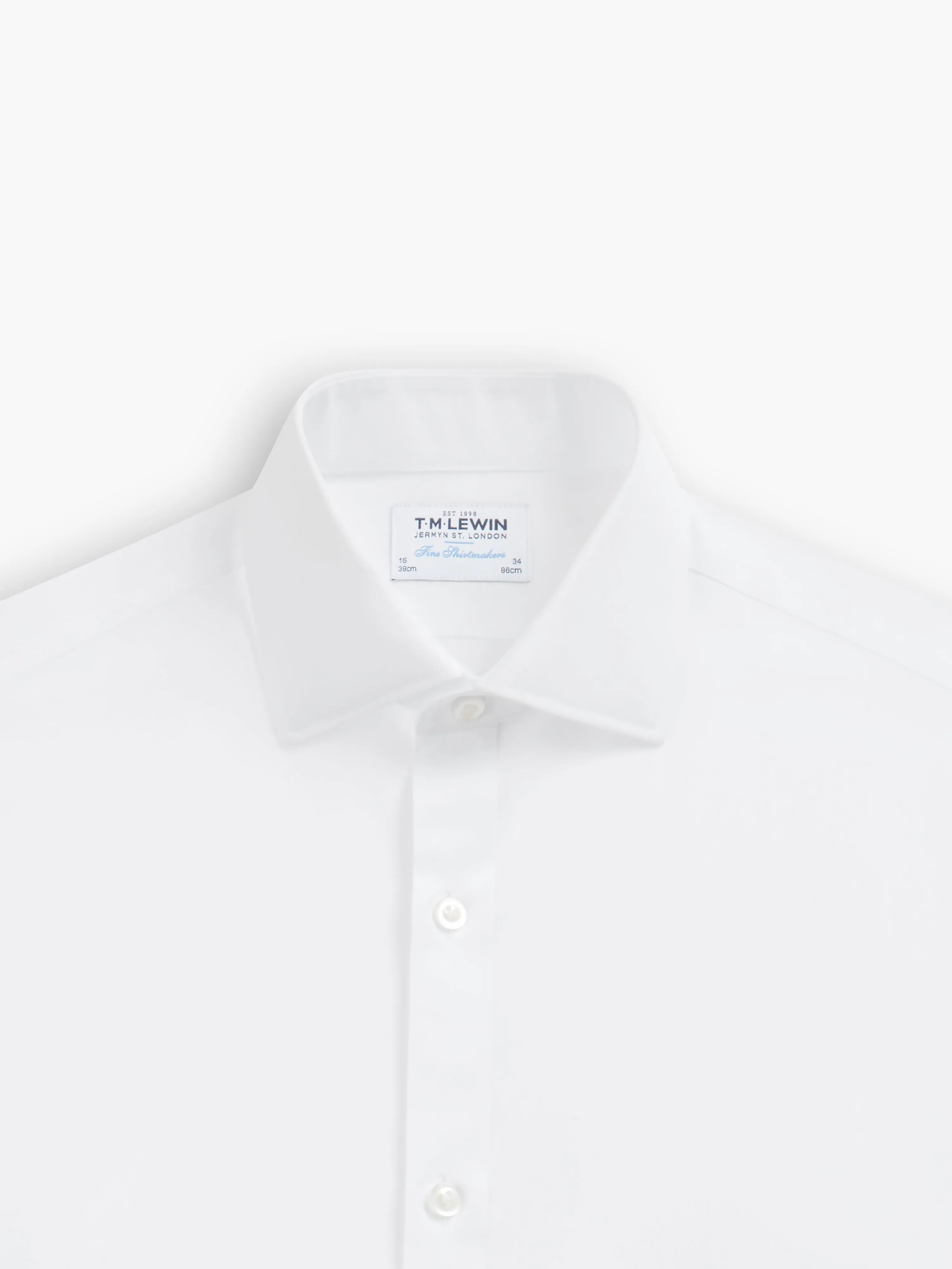 Non-Iron White Poplin Fitted Double Cuff Classic Collar Shirt