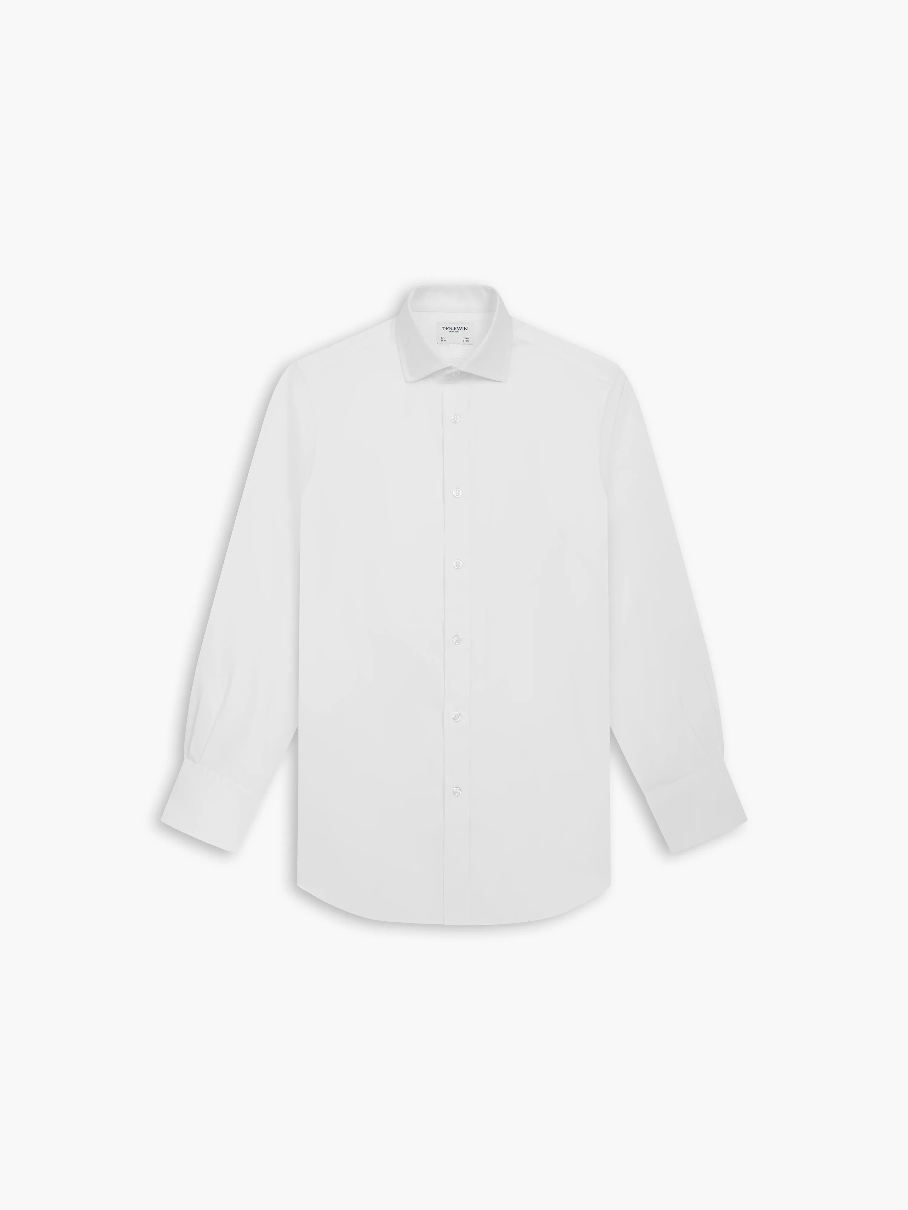 Non-Iron White Twill Slim Fit Dual Cuff Semi Cutaway Collar Shirt