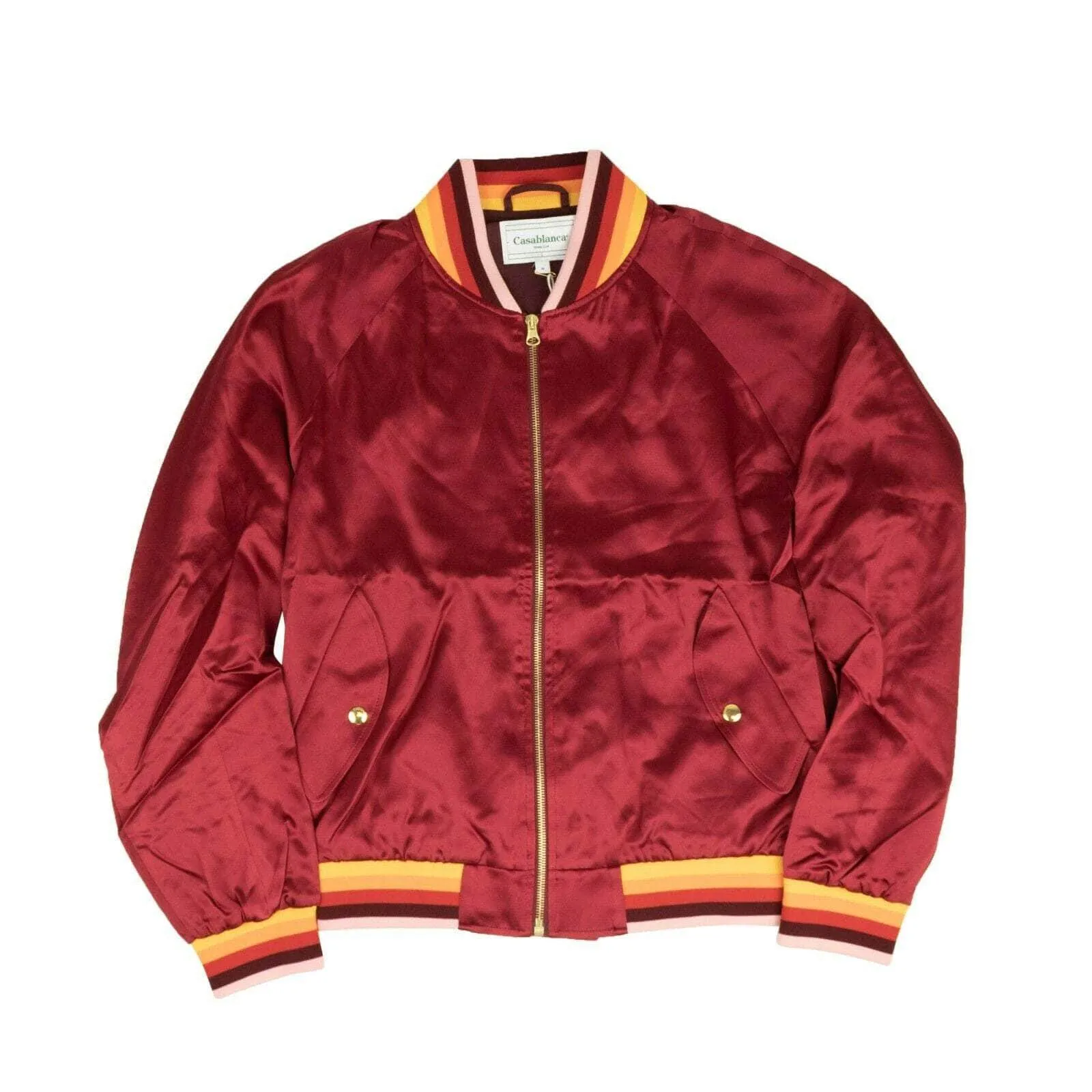 NWT CASABLANCA Red Bordeaux Embroidered Souvenir Bomber Jacket Size M $1270