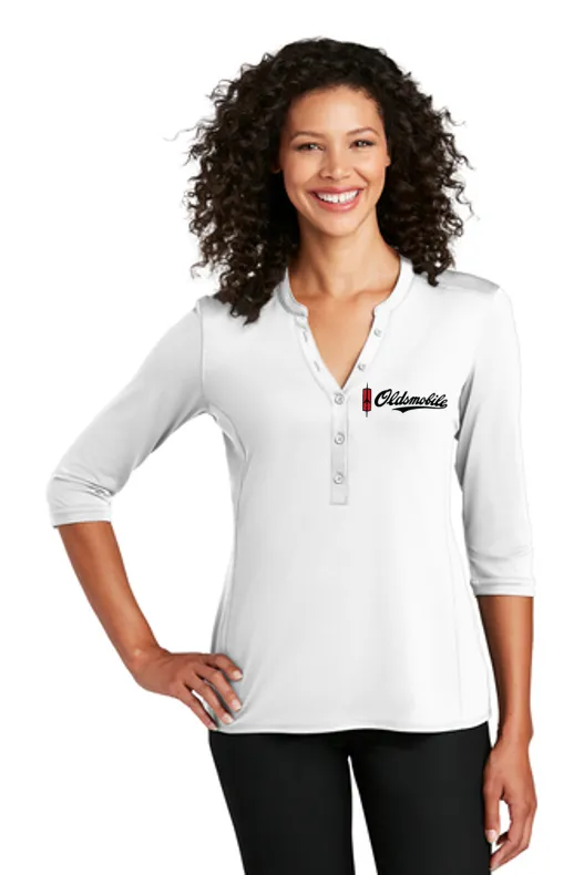 Oldsmobile Script Ladies Henley Shirt