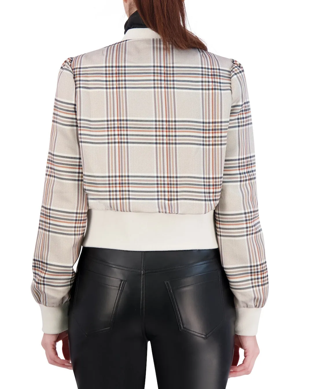 Ookie & Lala Plaid Satin Bomber Jacket