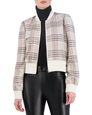 Ookie & Lala Plaid Satin Bomber Jacket