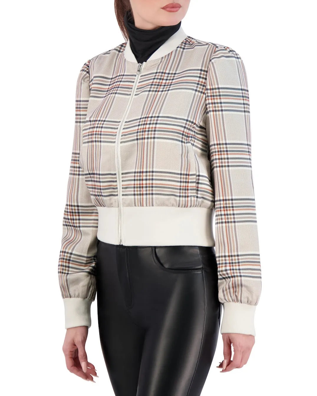 Ookie & Lala Plaid Satin Bomber Jacket