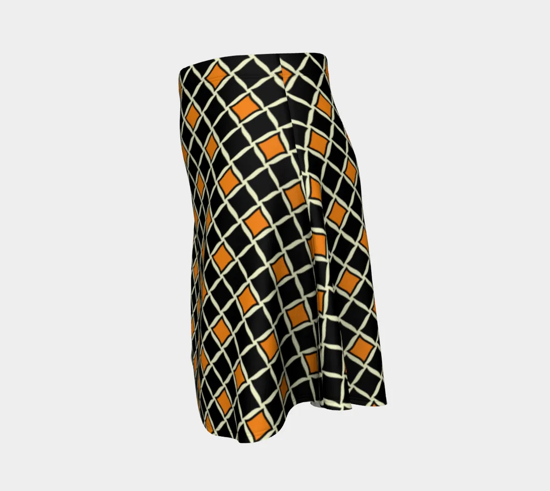 Orange Diamond Flare Skirt
