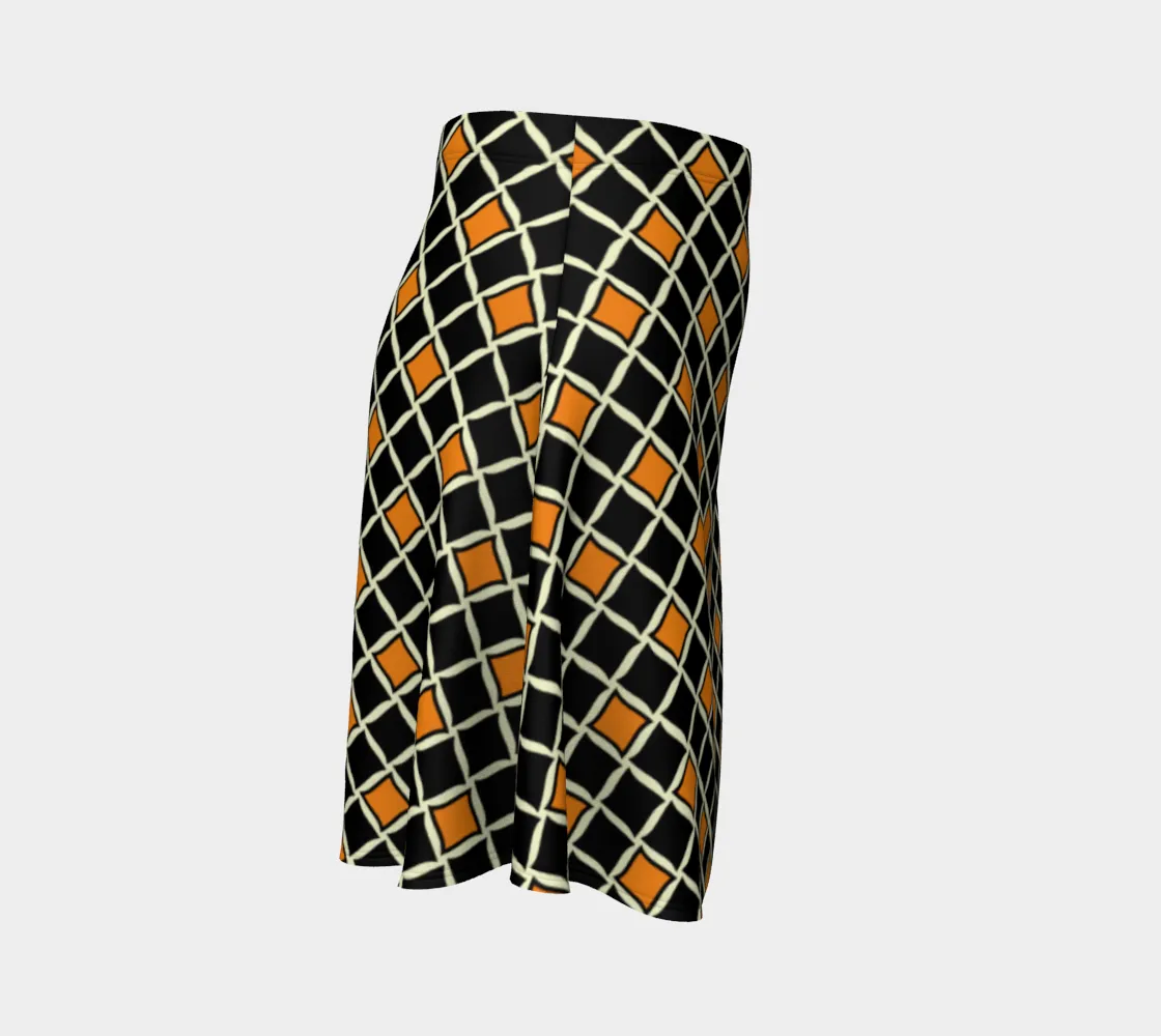 Orange Diamond Flare Skirt