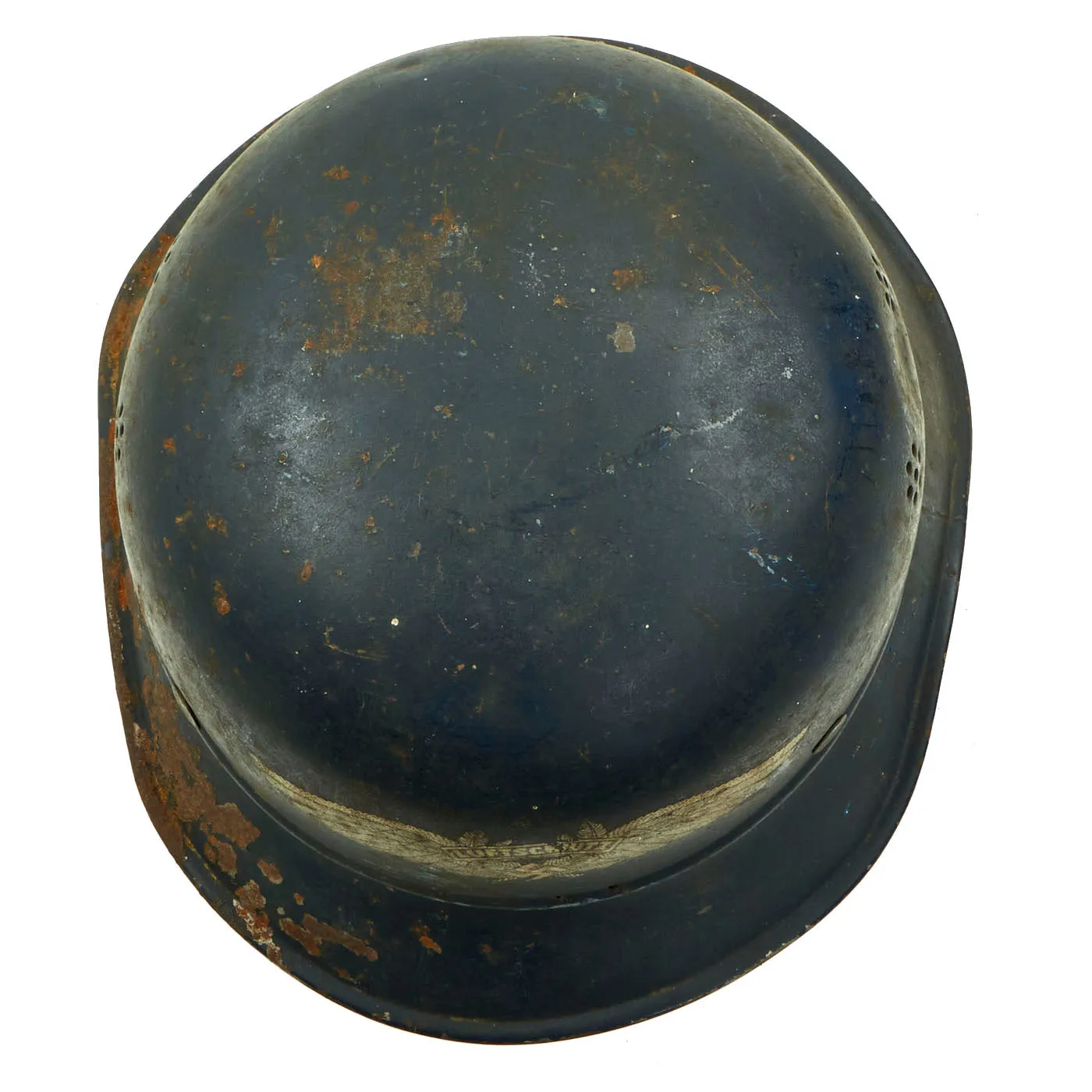 Original German WWII M38 Luftschutz Gladiator Air Defense Helmet with Preßstoff Liner & Chinstrap - dated 1938