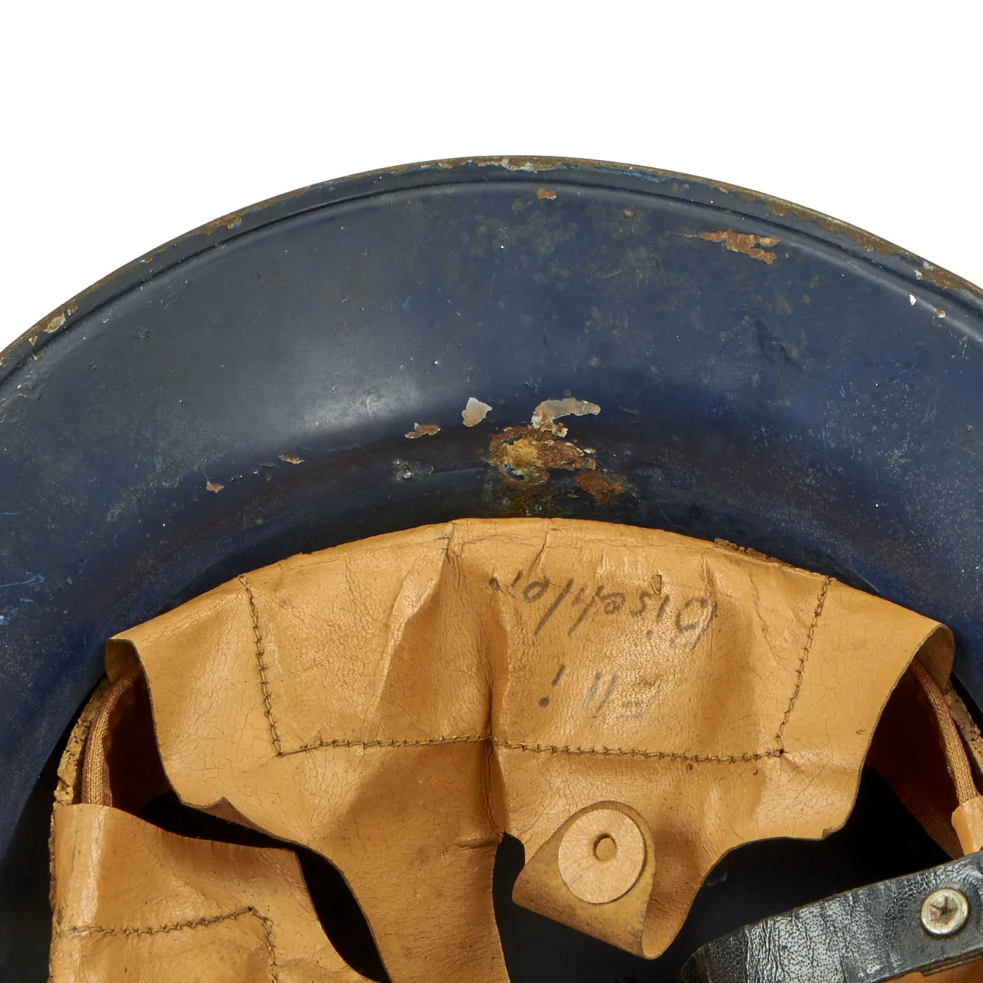 Original German WWII M38 Luftschutz Gladiator Air Defense Helmet with Preßstoff Liner & Chinstrap - dated 1938