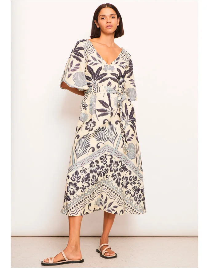 Paradise Bias Dress Palm Print