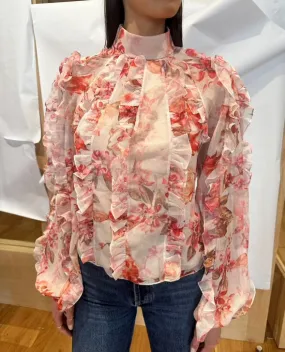 PatBo Floral Haze Ruffle Blouse Vapor