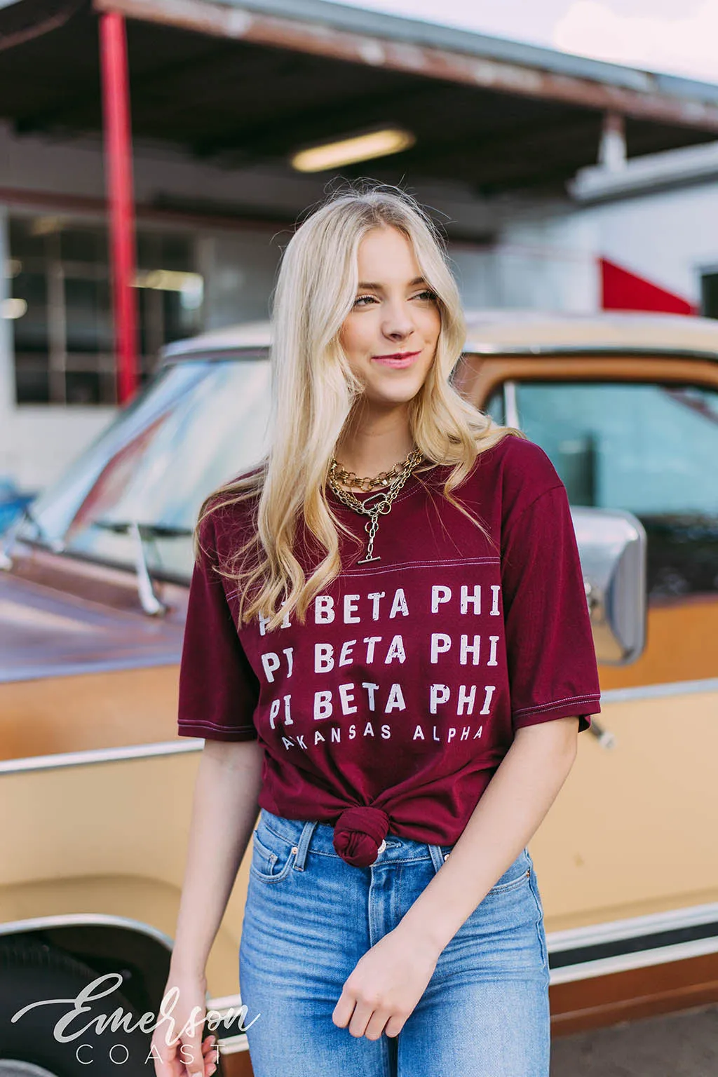 Pi Beta Phi Repeating Vintage Jersey T-Shirt