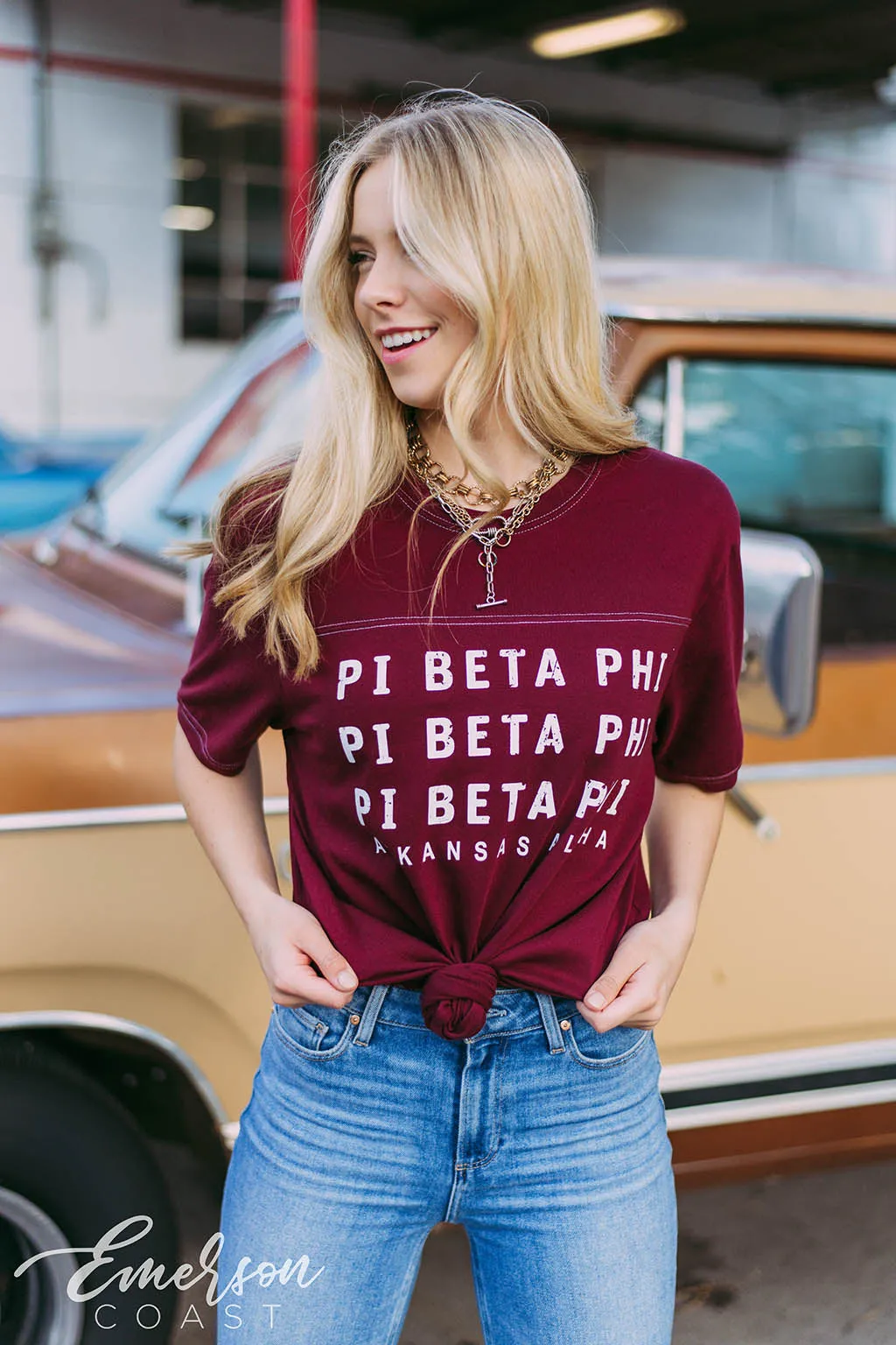 Pi Beta Phi Repeating Vintage Jersey T-Shirt