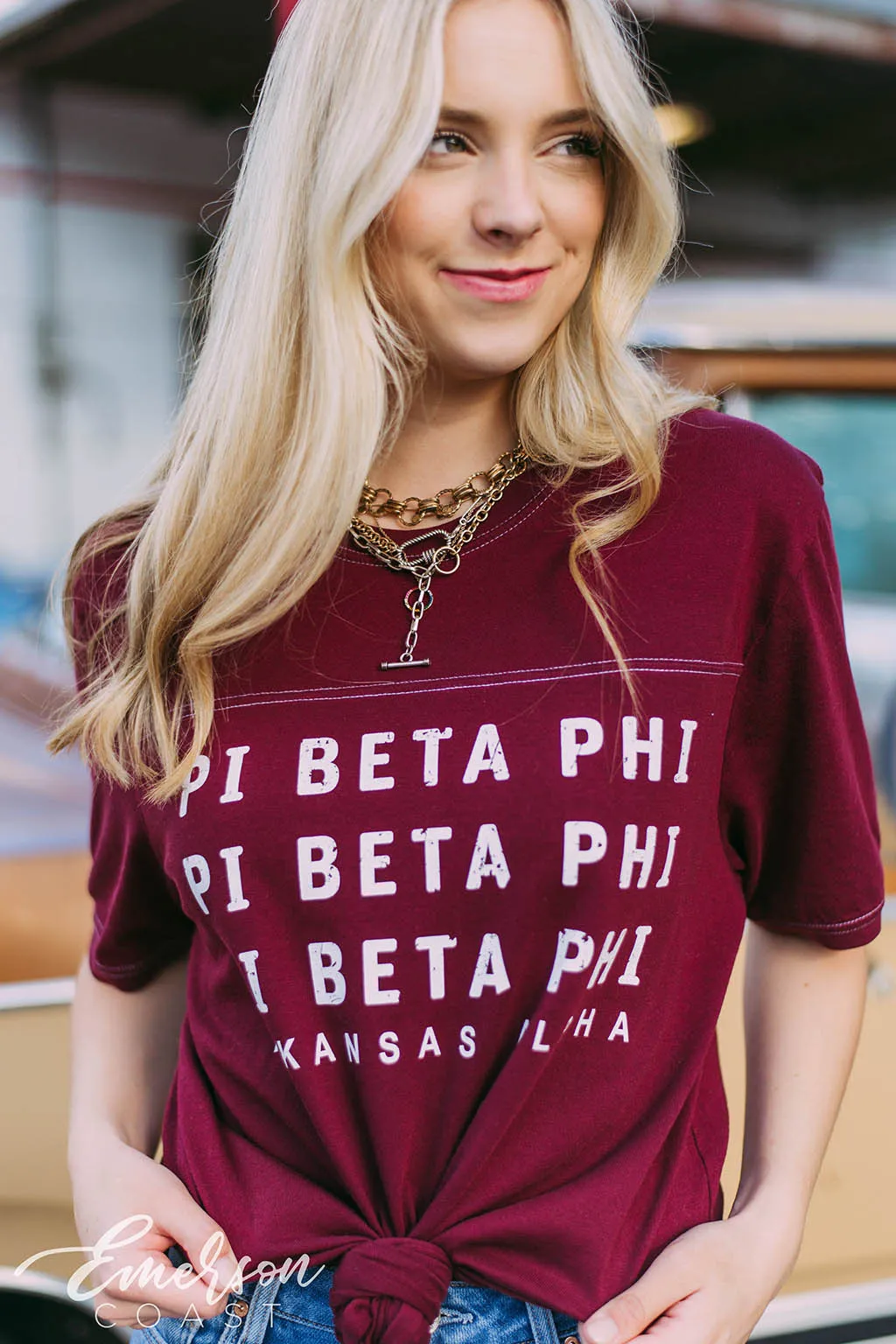 Pi Beta Phi Repeating Vintage Jersey T-Shirt