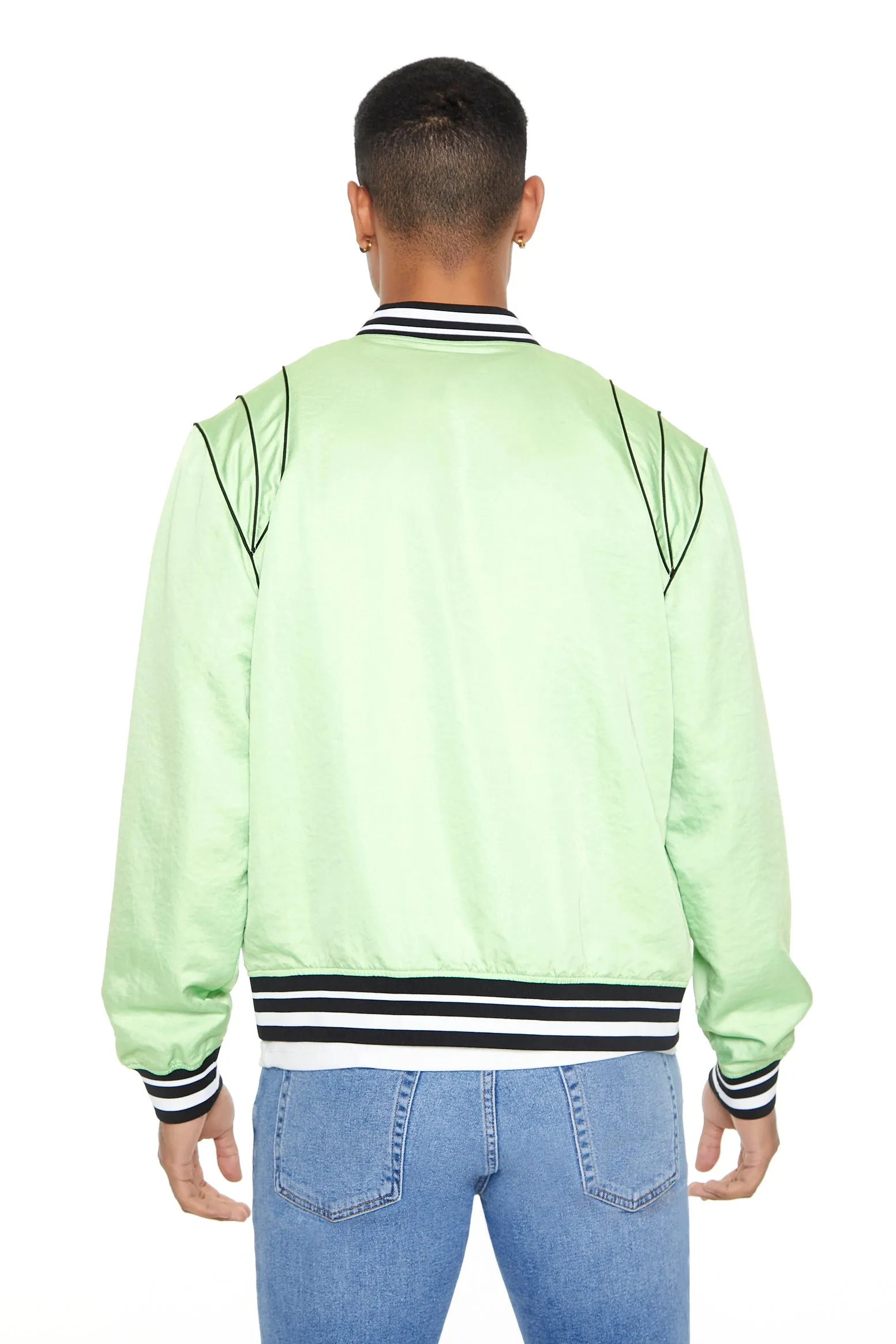 Piped Trim Bomber Jacket