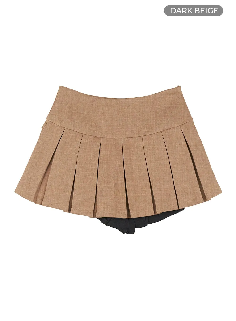 Pleated Asymmetrical Layered Mini Skirt OU403