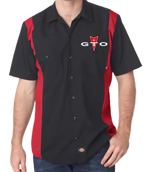 Pontiac GTO Red Kap Regular Fit Short Sleeve Two-Tone Mechanics Shirt