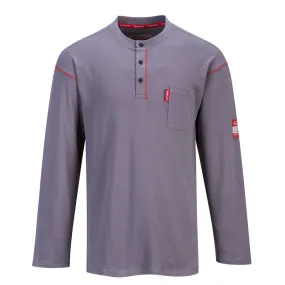 PORTWEST Gray Long Sleeve FR Henley T Shirt