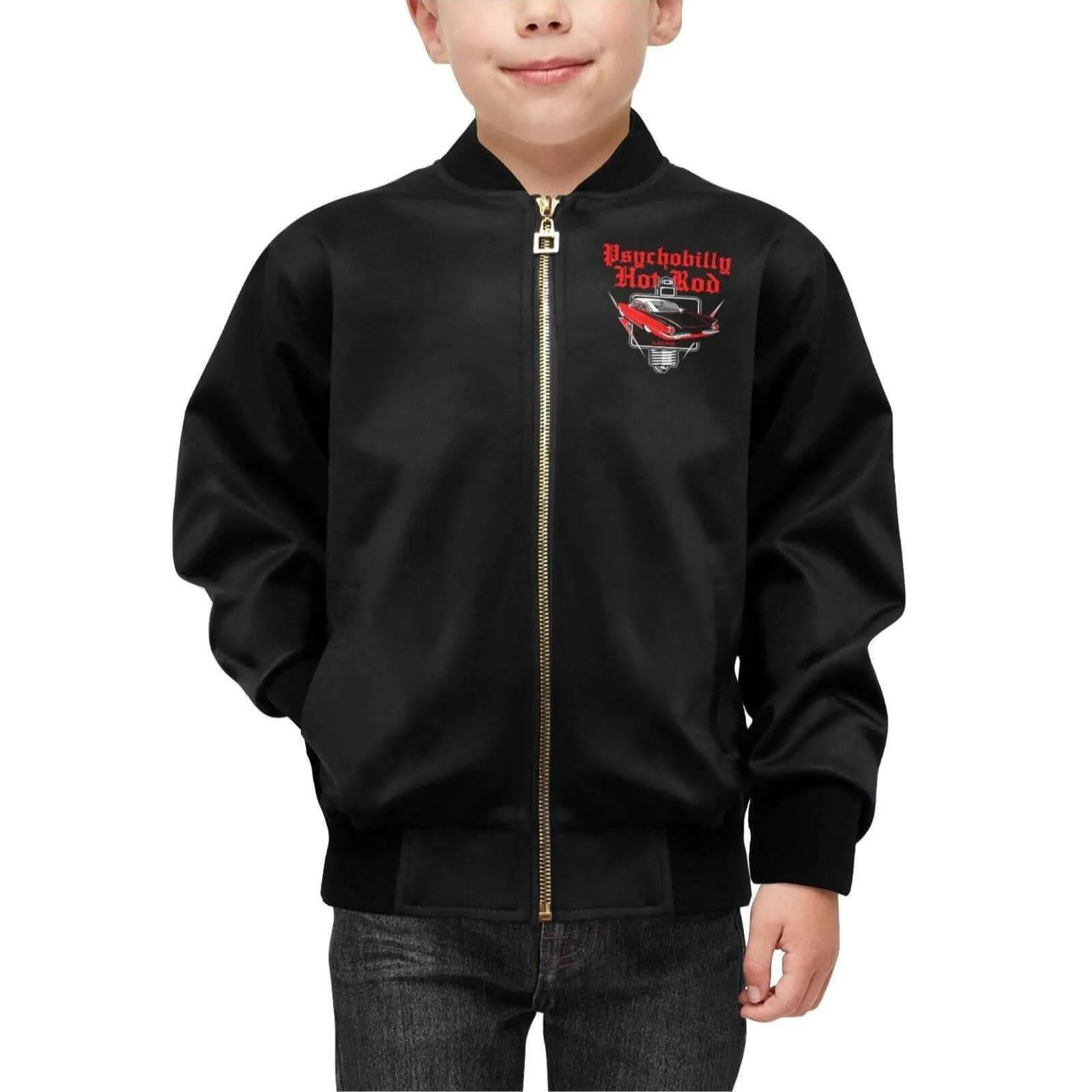 Psychobilly Hotrod Kid's Bomber Jacket With Pockets