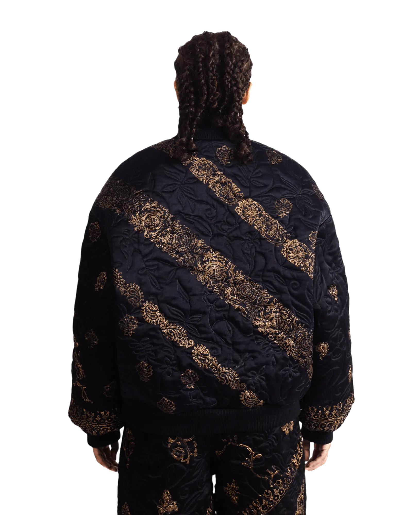 "GOLDEN" BLOCKPRINT SILK BOMBER JACKET