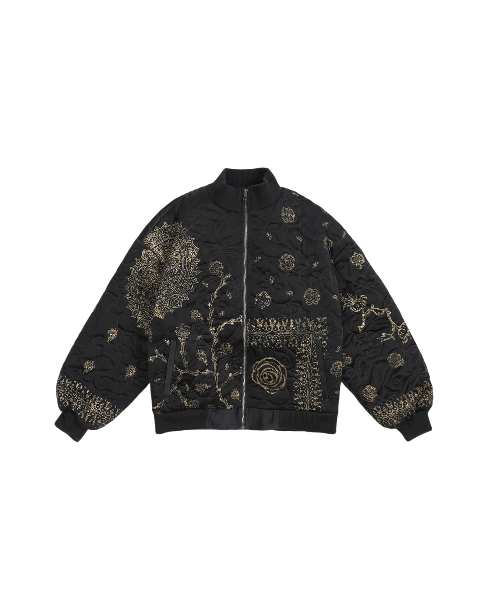 "GOLDEN" BLOCKPRINT SILK BOMBER JACKET