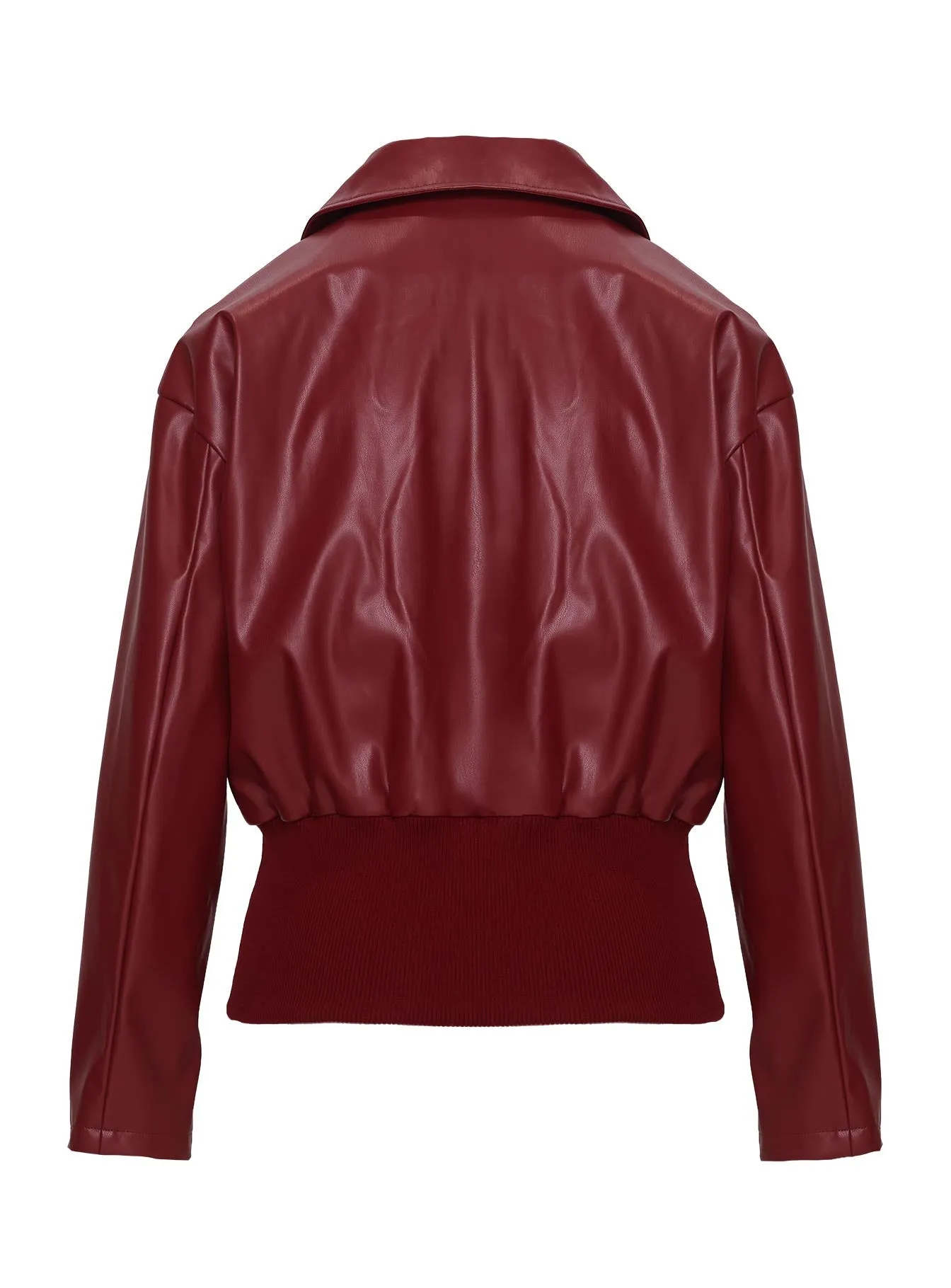 Radio On Blast Faux Leather Bomber Jacket Red