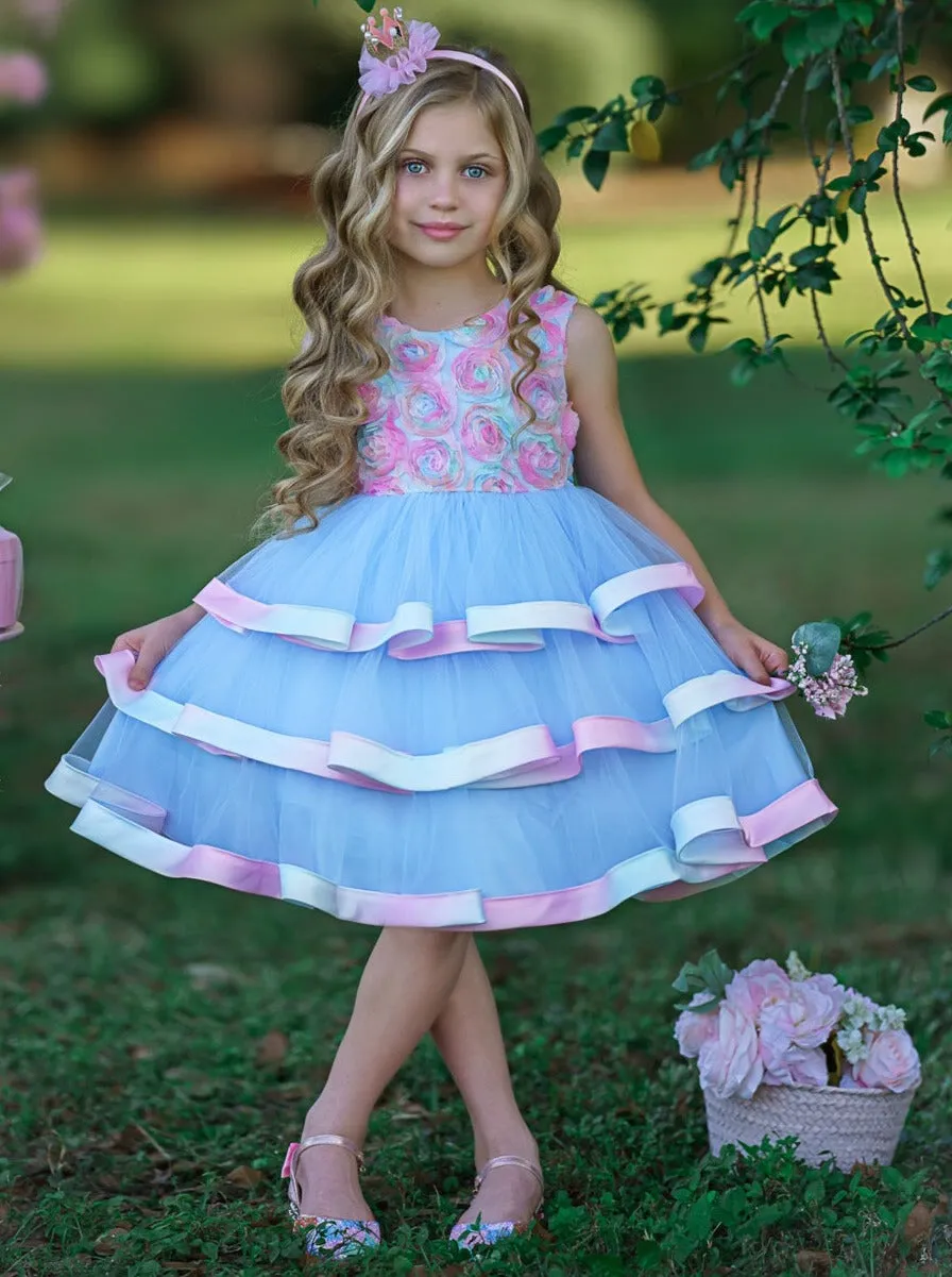 Rainbow Roses Elegant Tutu Dress