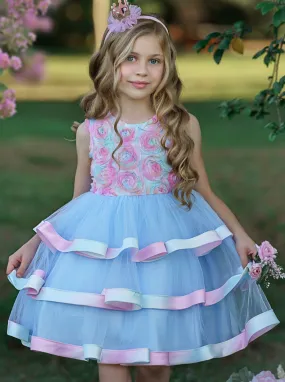 Rainbow Roses Elegant Tutu Dress