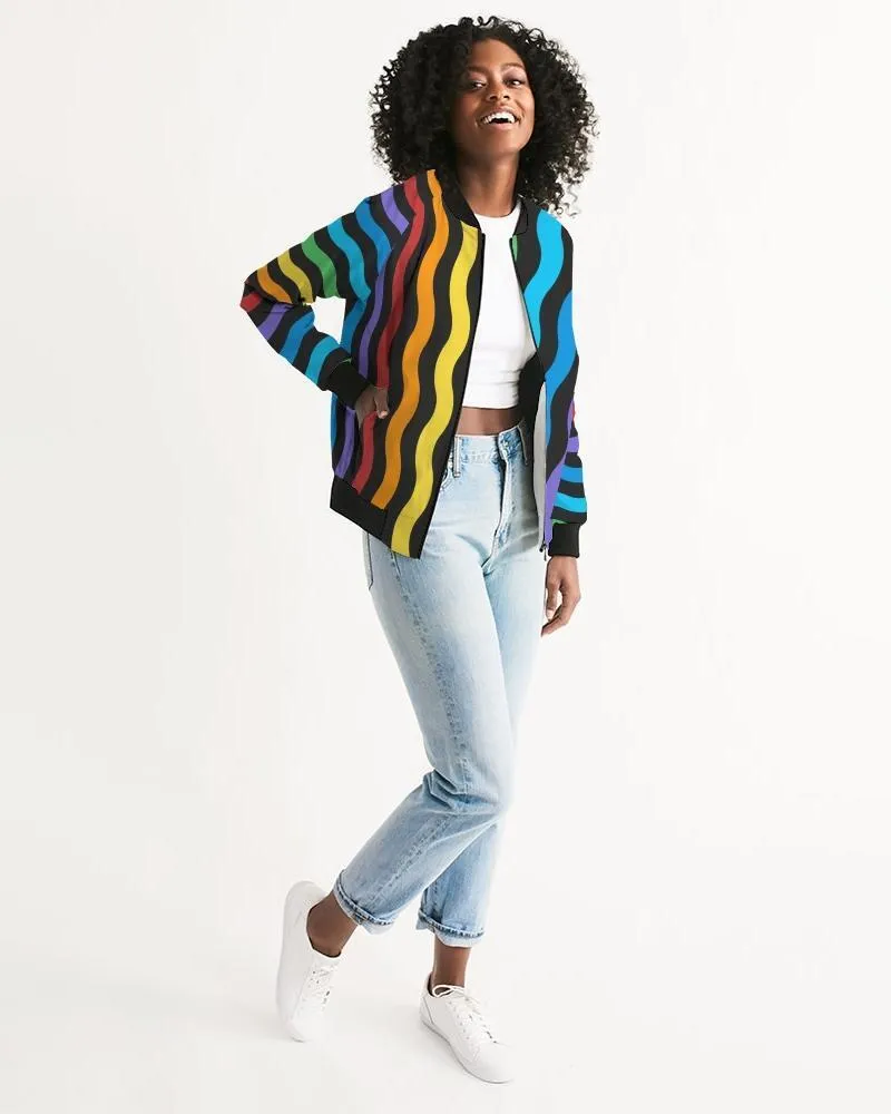 Rainbow Stripe Style, Classic Womens Bomber Jacket