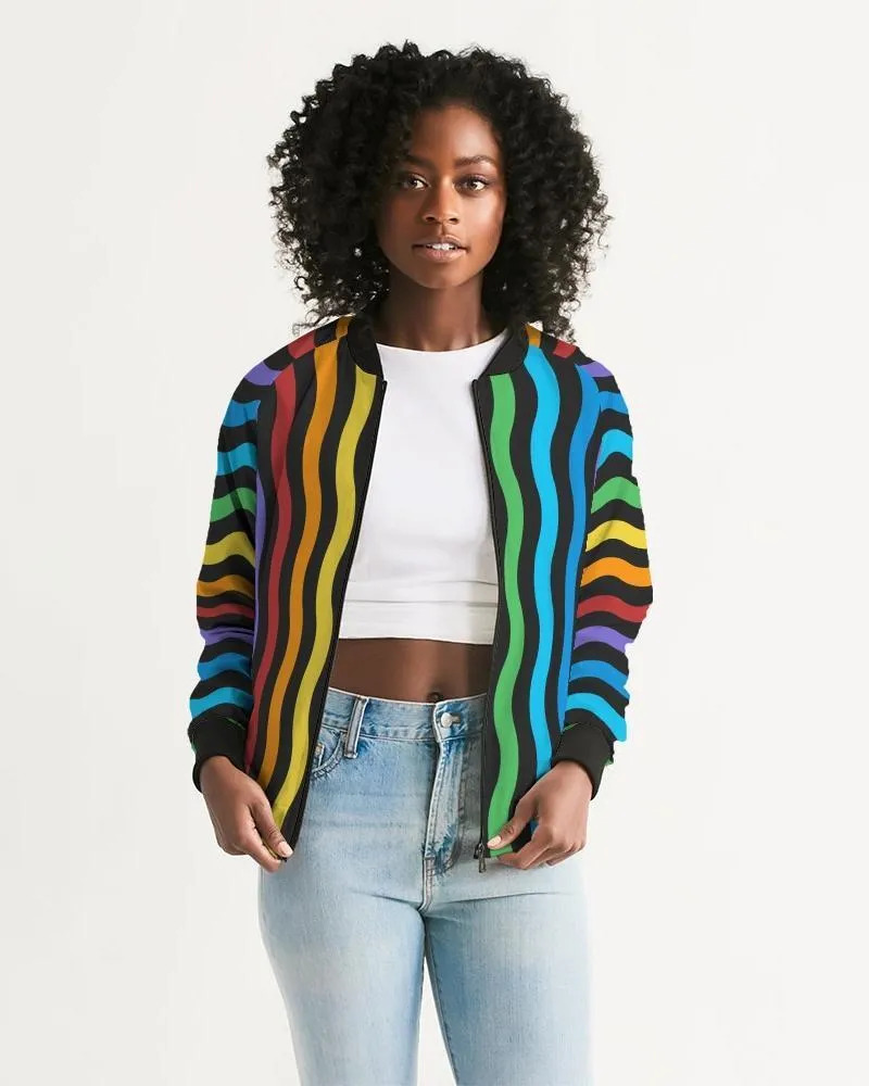 Rainbow Stripe Style, Classic Womens Bomber Jacket