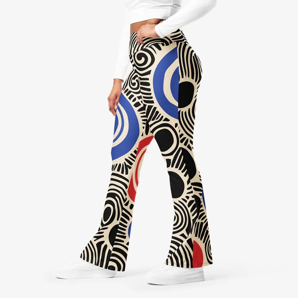 Recycled Flare leggings "Vertigo" Black/Blue/Red