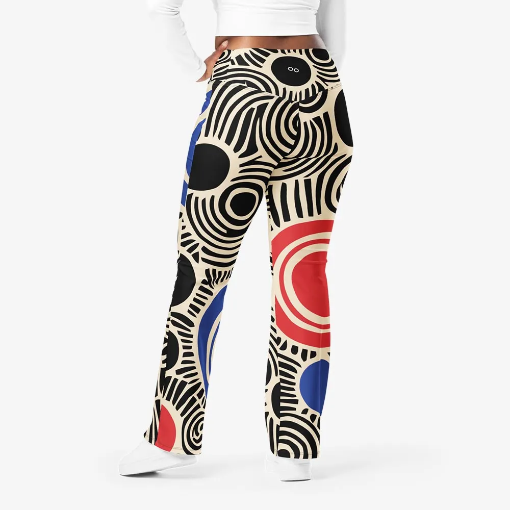 Recycled Flare leggings "Vertigo" Black/Blue/Red