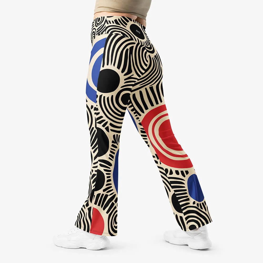 Recycled Flare leggings "Vertigo" Black/Blue/Red