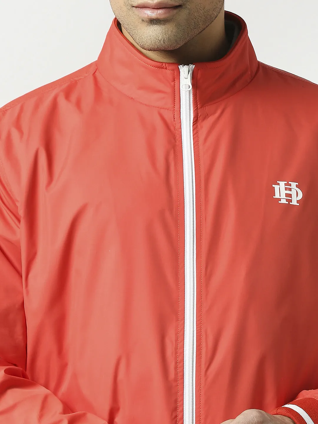 Red Bomber Jacket with White Trim