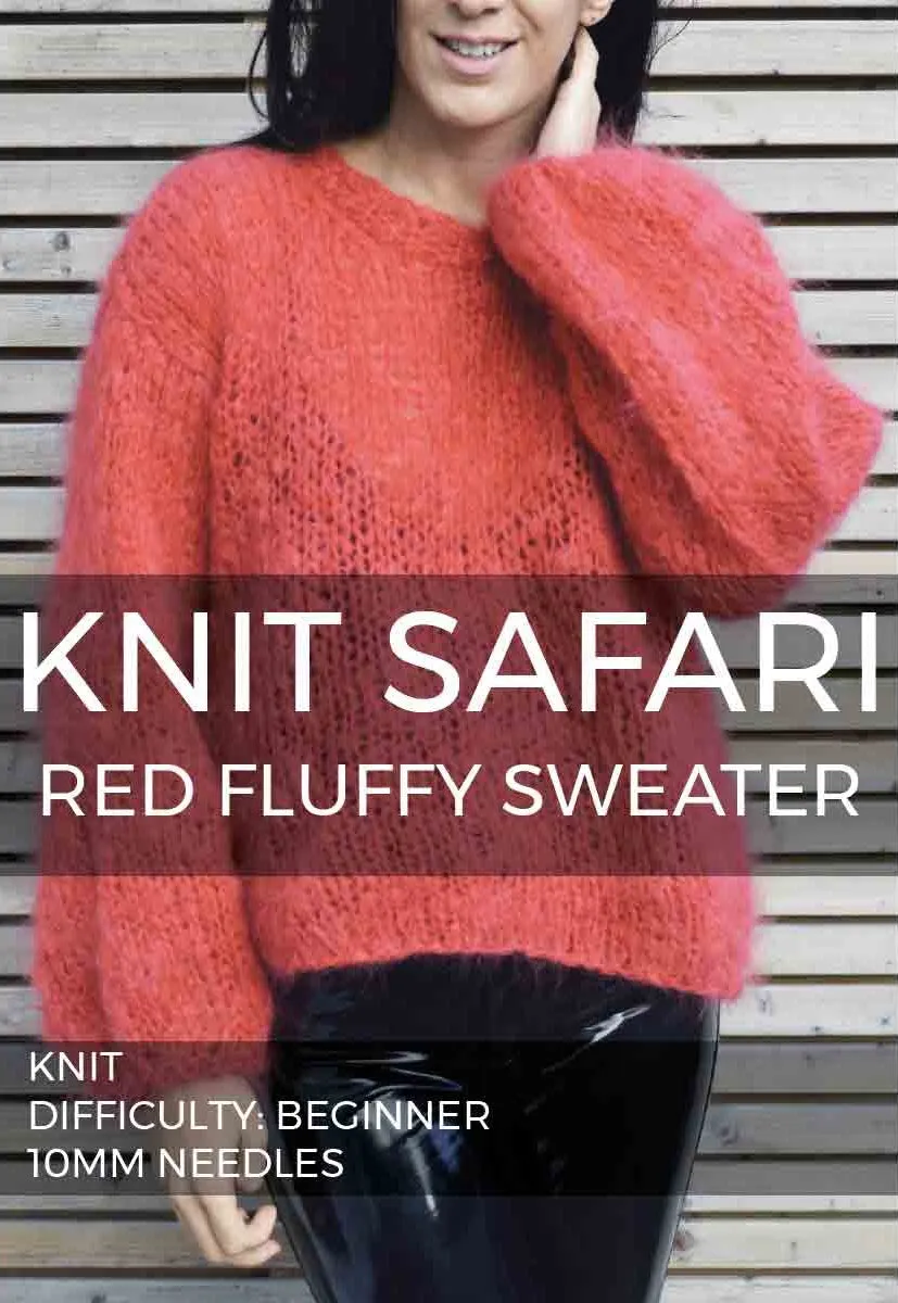 Red Fluffy Sweater - Downloadable Knitting Pattern