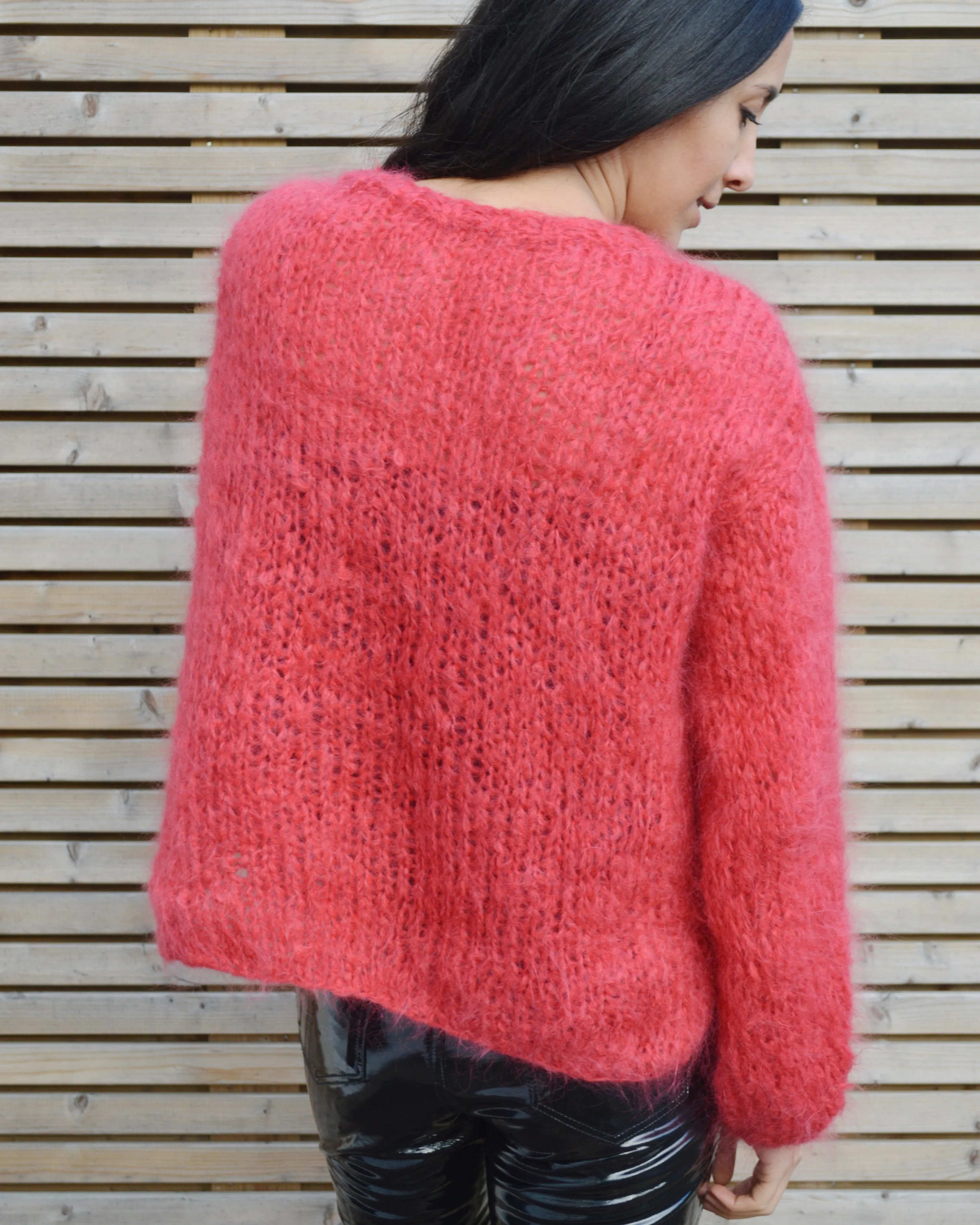 Red Fluffy Sweater - Downloadable Knitting Pattern