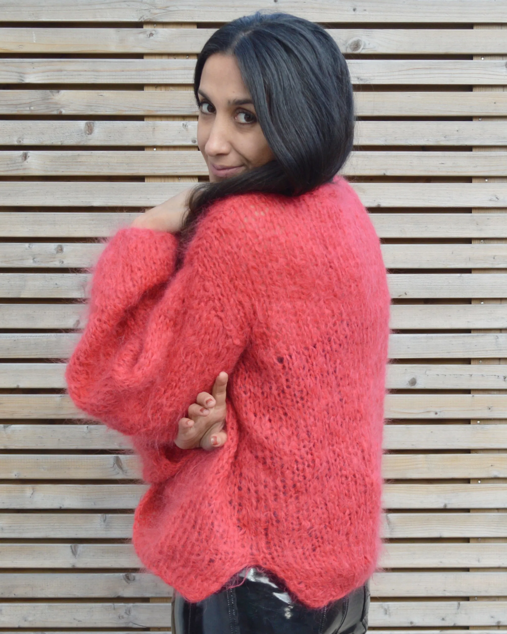 Red Fluffy Sweater - Downloadable Knitting Pattern