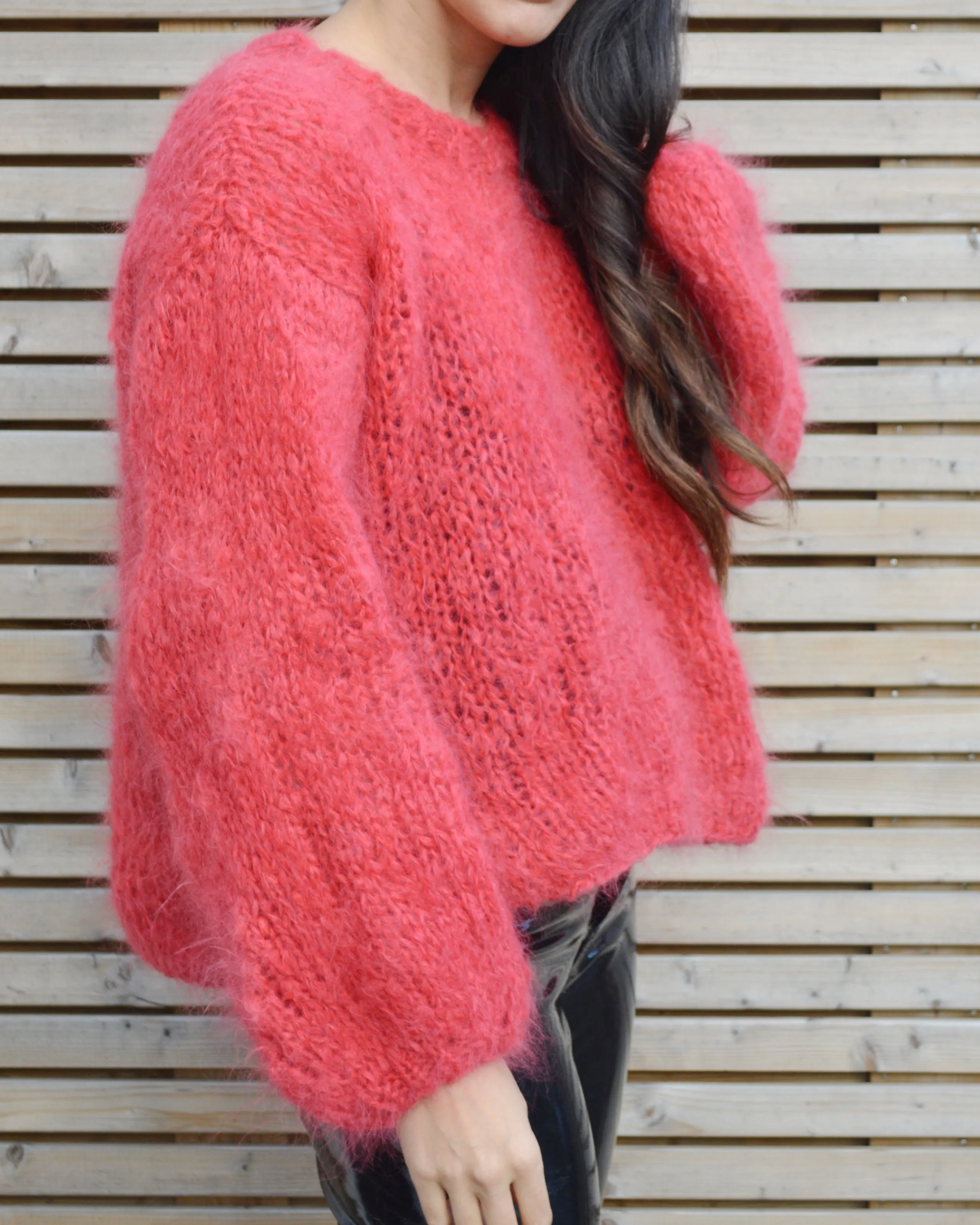 Red Fluffy Sweater - Downloadable Knitting Pattern