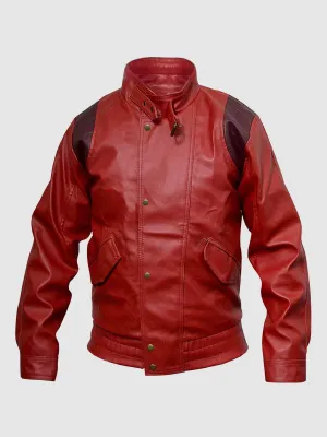 Red Leather Bomber Jacket