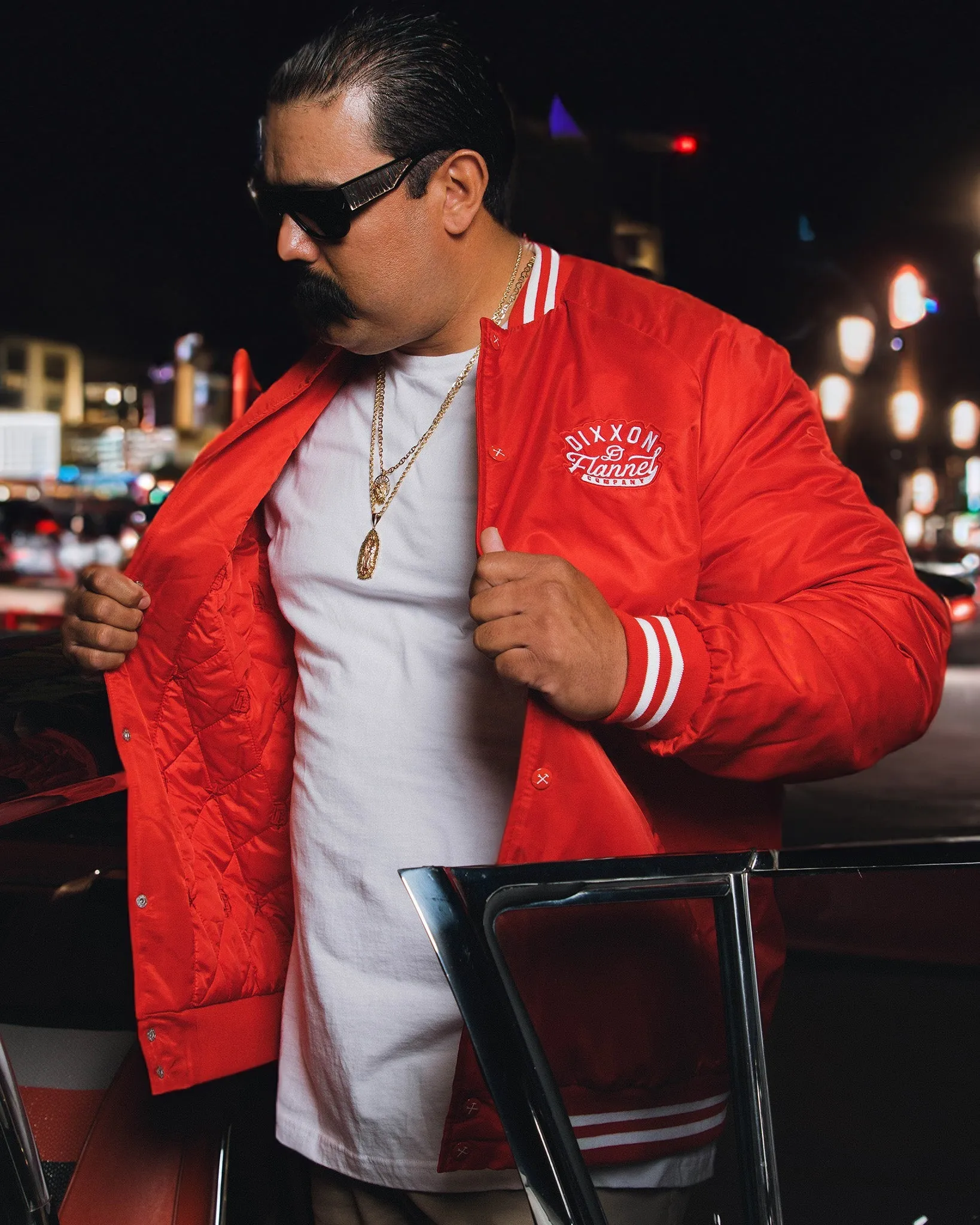 Red Pastime Nylon Varsity Jacket