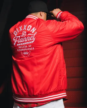 Red Pastime Nylon Varsity Jacket