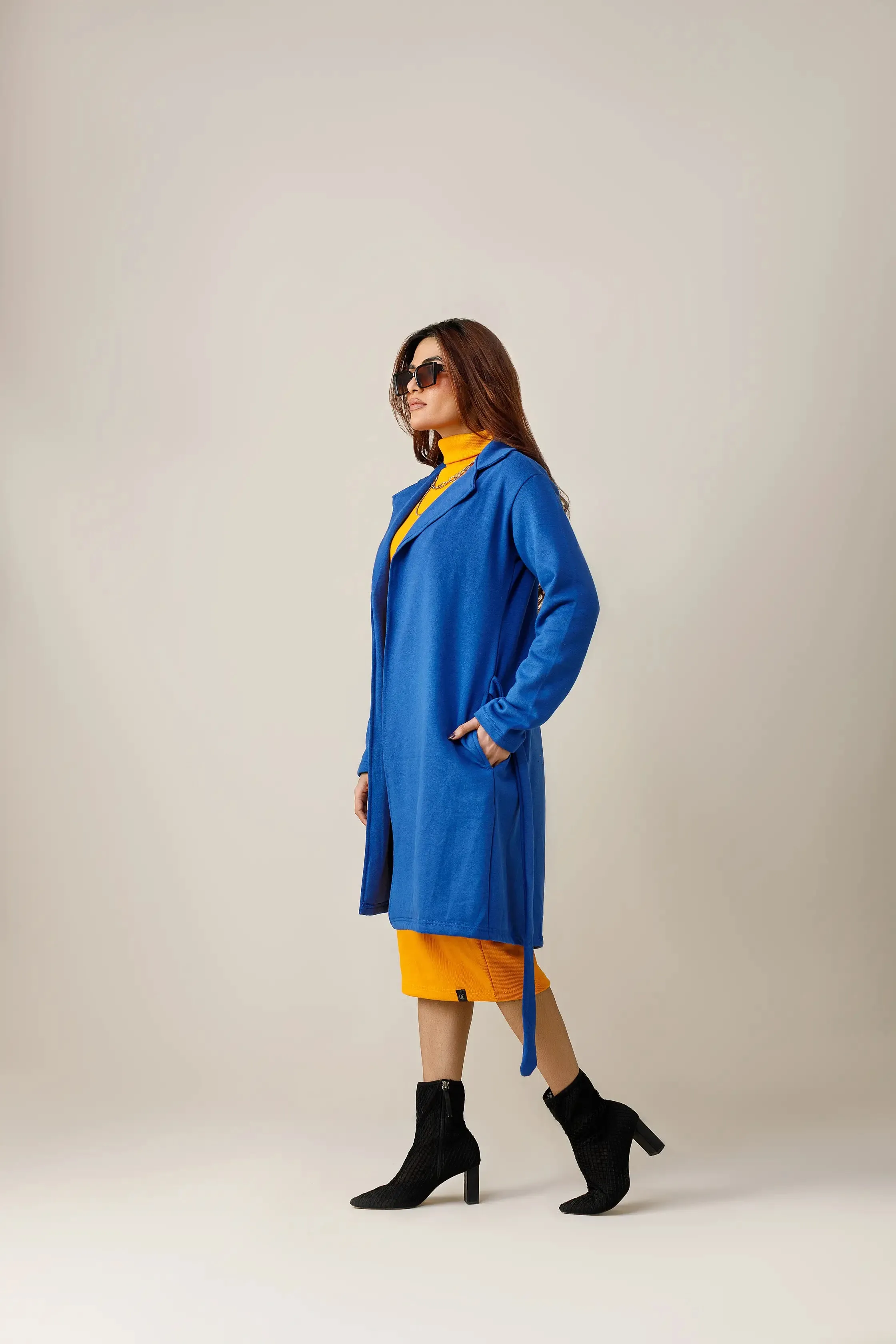 Royal Blue Long Lapel Coat