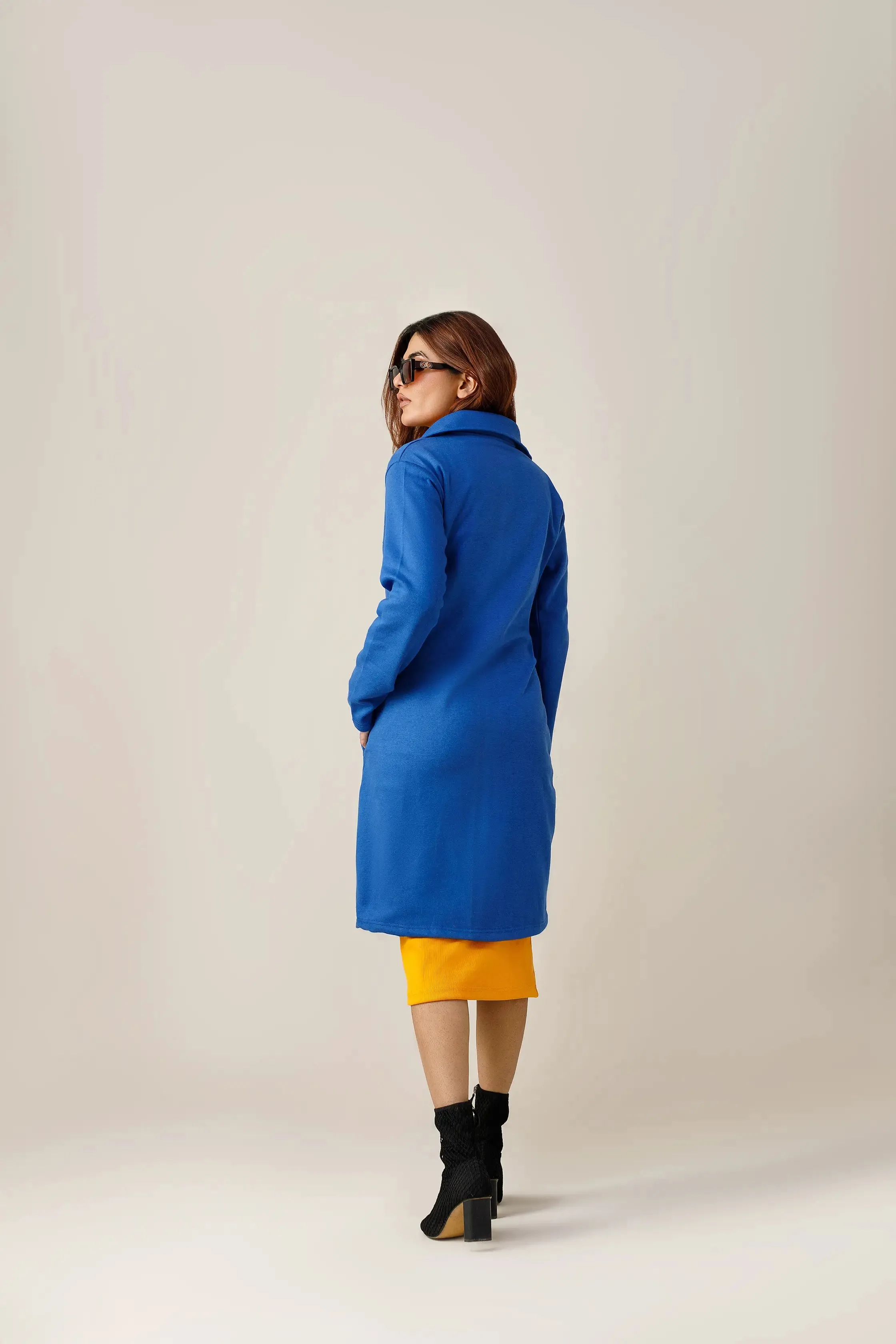 Royal Blue Long Lapel Coat