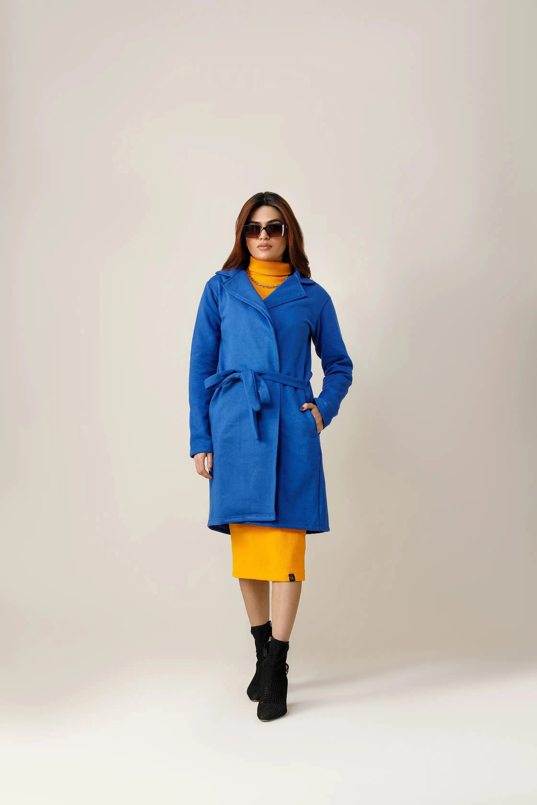 Royal Blue Long Lapel Coat