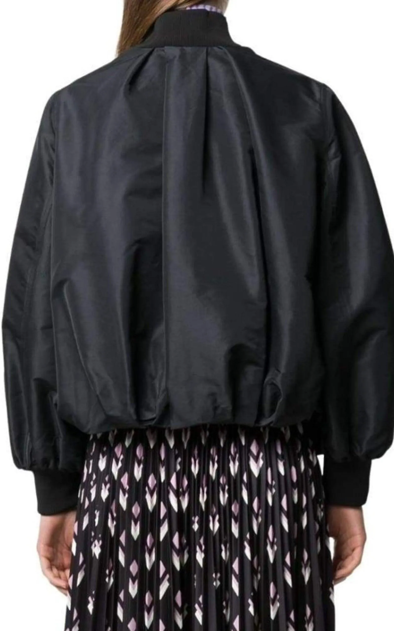 Ruched Printed Shell Bomber Jacket