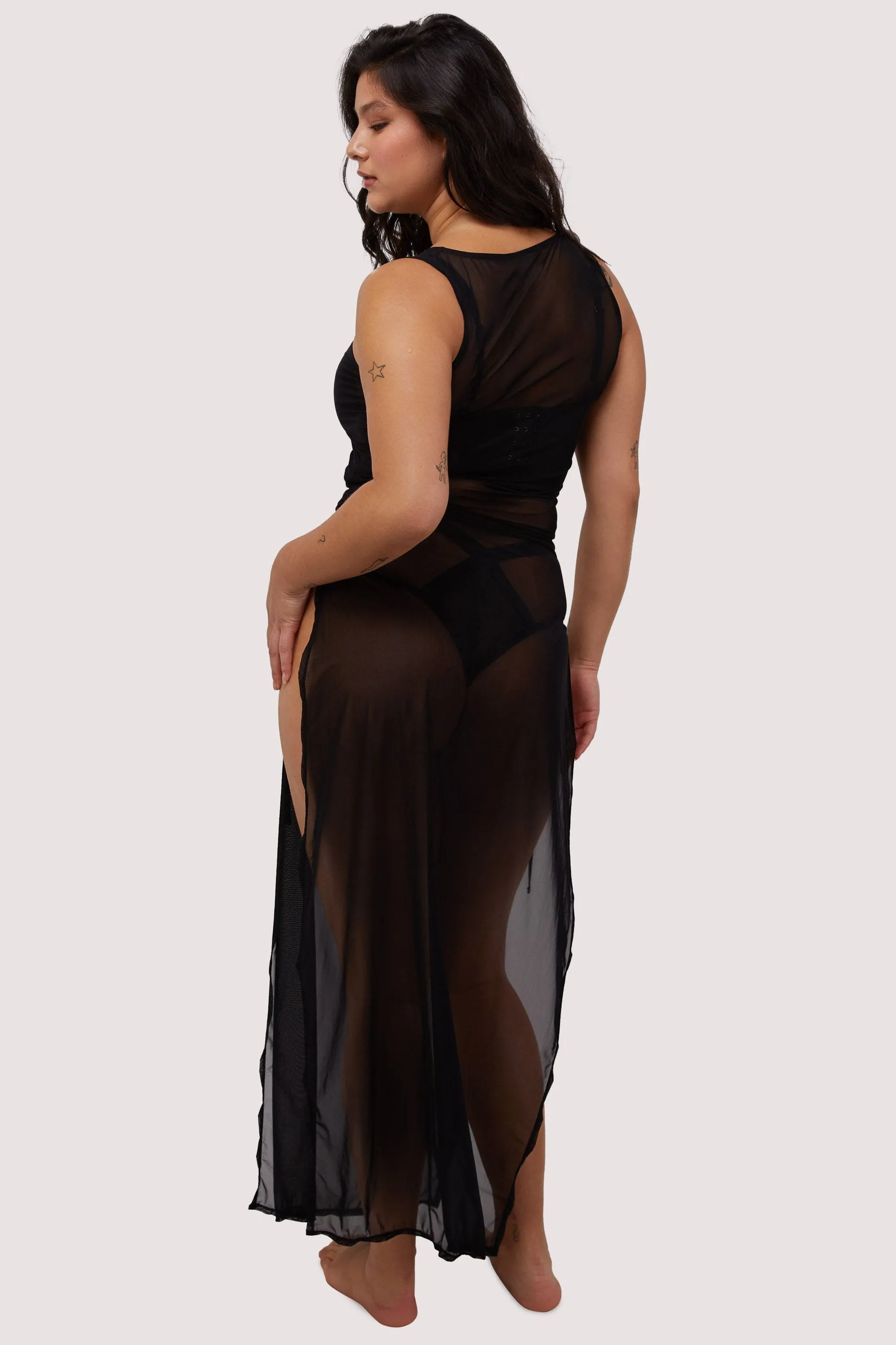 Saffi Ruched Mesh Bodycon Dress