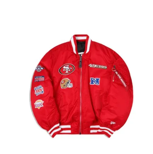 SAN FRANCISCO 49ERS X ALPHA X NEW ERA MA-1 BOMBER JACKET ***