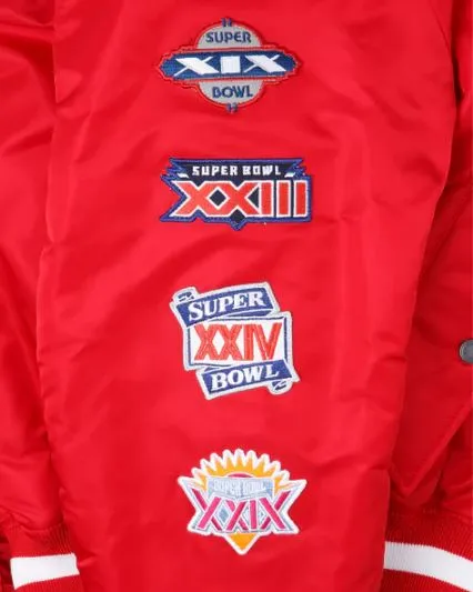 SAN FRANCISCO 49ERS X ALPHA X NEW ERA MA-1 BOMBER JACKET ***