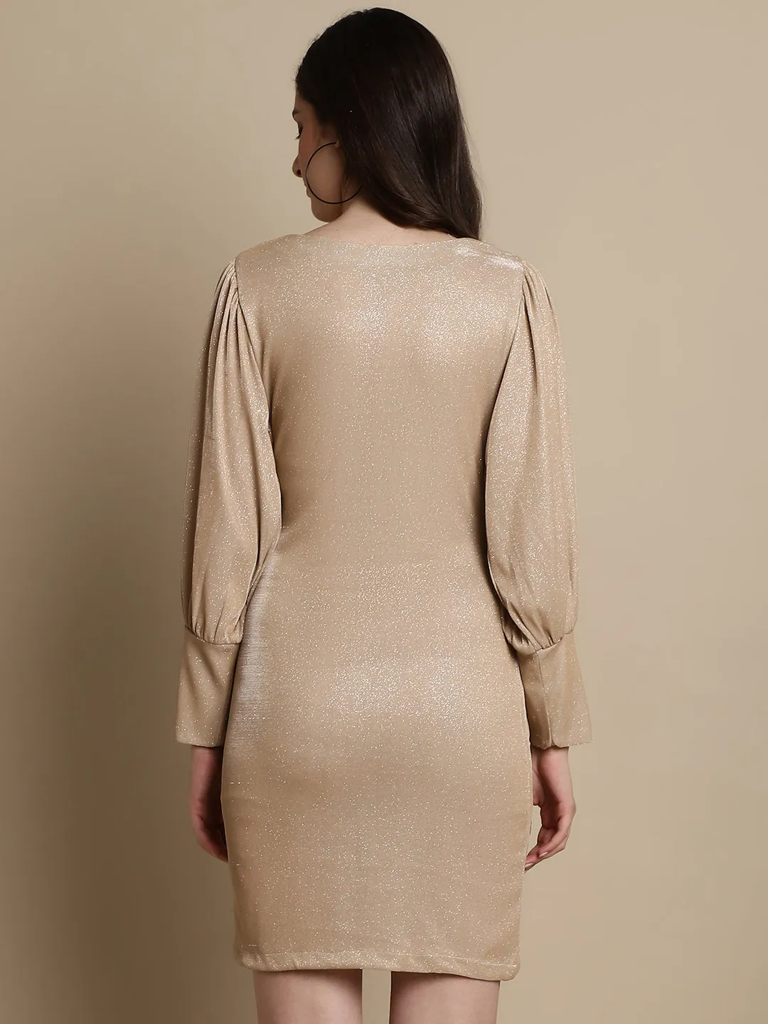 Shimmer Puff Sleeves bodycon dress