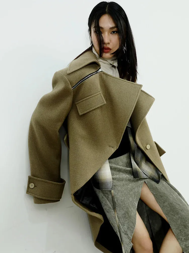 Shunta Asymmetric Lapel Coat