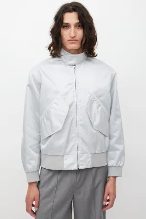 Silver Nylon Bomber Jacket