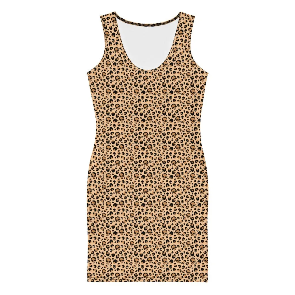 Skull Leopard Print Bodycon Dress